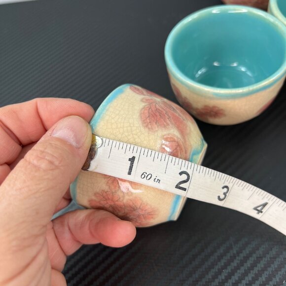 Vintage Pier 1 Imports Handpainted Tea Cups With Cherry Blossom Designs - Picture 7 of 8